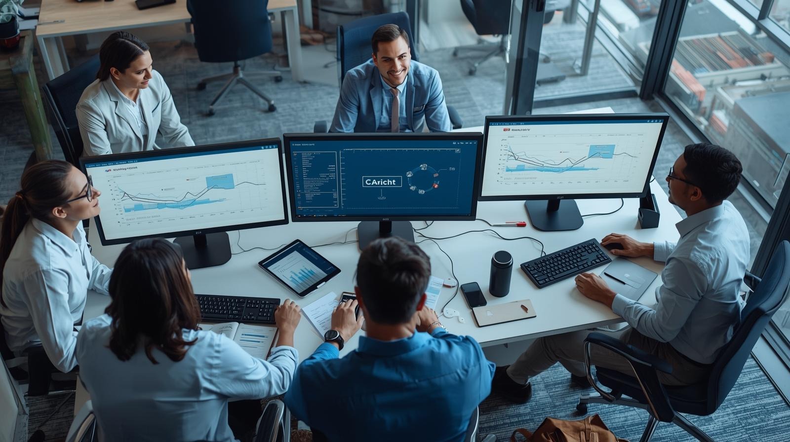 Business team using online survey software to analyse customer feedback and validate product ideas